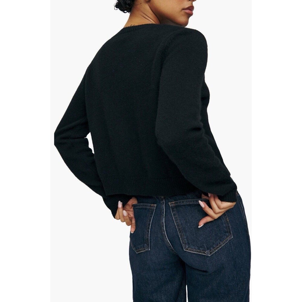 Reformation Black Clara Cashmere Crew Women’s Cardigan Size S - Picture 3 of 7